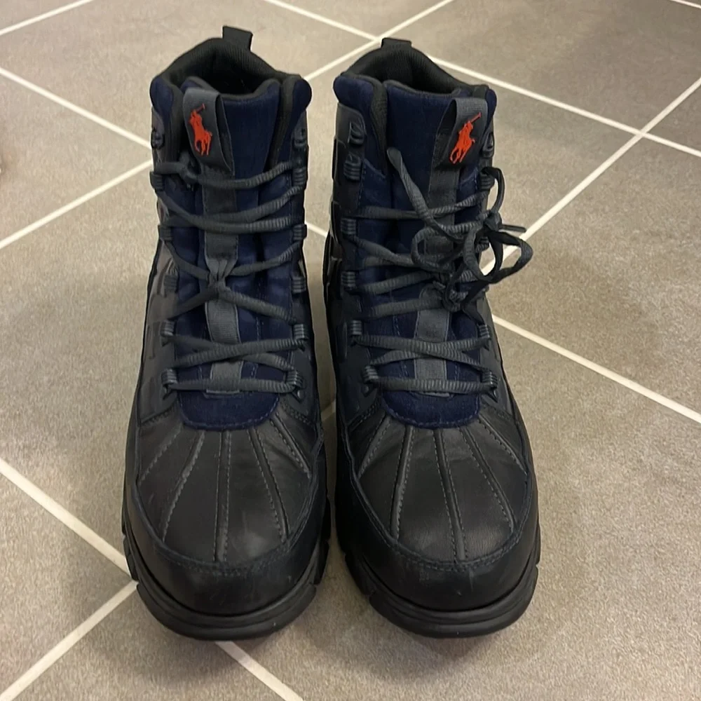 Polo Ralph Lauren Delton Winter Boots navy blue orange Mens Size 12